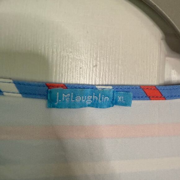 J. McLaughlin Nicola Layered Top Criss-Cross Striped 3/4 Sleeves Blue Size XL - Picture 3 of 4